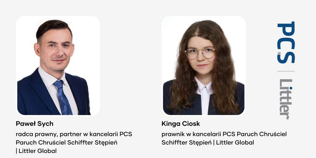 Zdjęcia współautorów artykuł : Kontrola trzeźwości podczas pracy zdalnej . Na zdjęciach Paweł Sych, radca prawny, partner oraz Kinga Ciosk prawnik, oboje z kancelarii PCS/Littler Global