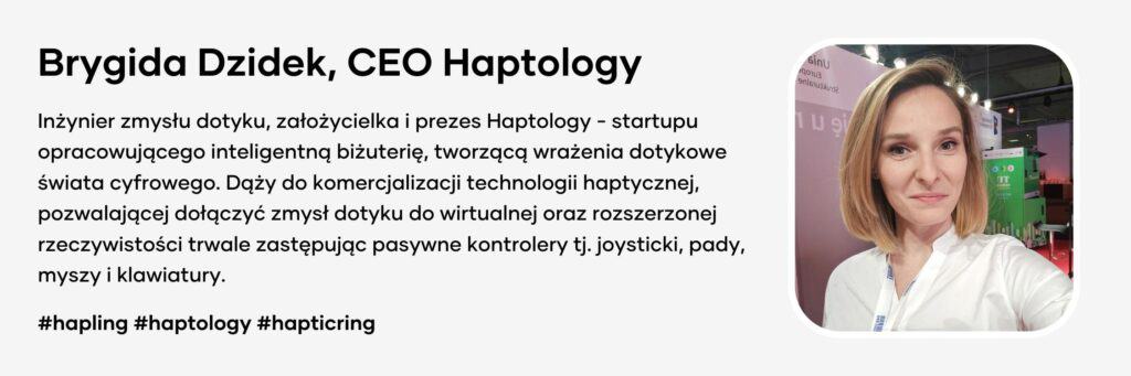 Zdjęcie Brygidy Dzidek wraz z notką biograficzną.