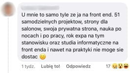 Komentarze juniorów - cytaty z Facebooka dotyczące poszukiwania pracy. Ilustracja do artykułu "Kryzys w branży IT"