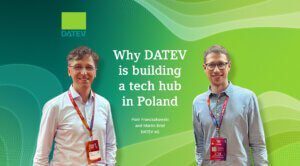 The graphic is an illustration for the article: Why DATEV is building a tech hub in Poland