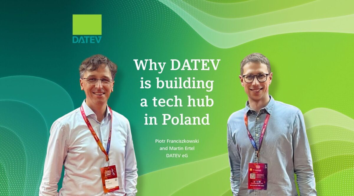 The graphic is an illustration for the article: Why DATEV is building a tech hub in Poland