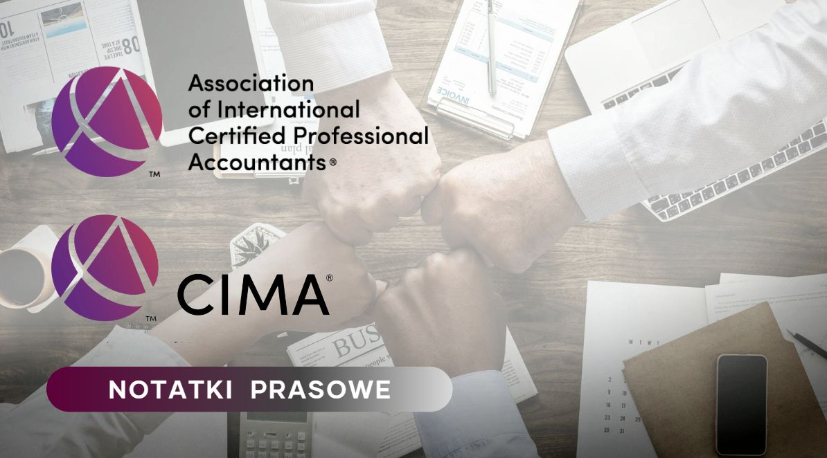 Ilustracja do artykułu: Spotkanie liderów świata finansów już w tym tygodniu w Warszawie. Po lewej stronie znajdują się logo wydarzenia i CIMA oraz tytuł działu : Notatki Prasowe. W tle cztery różne dłonie przybijające "żółwika" w geście współpracy.