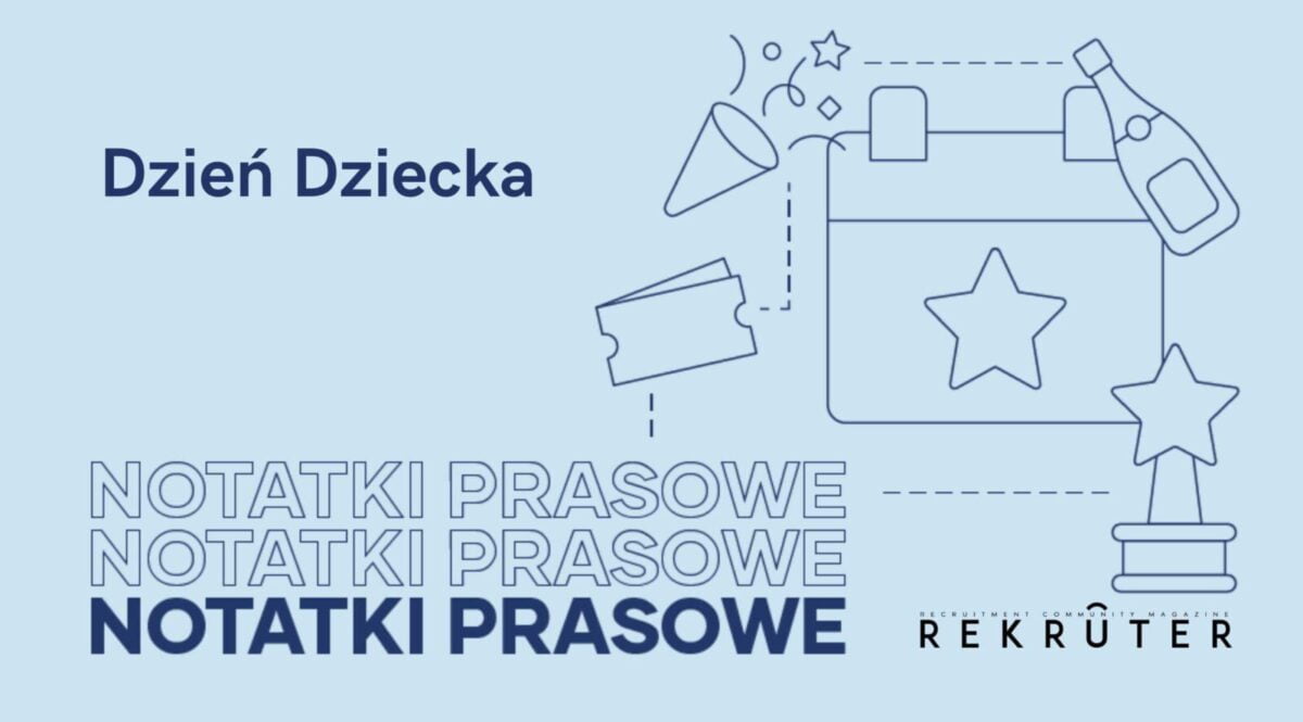 Ilustracja do artykułu: Plany zawodowe rodziców wobec dzieci. Badanie Pracuj.pl. Przedstawia czarne litery na niebieskim tle i zawiera tytuł artykułu i tytuł działu: Notatki Prasowe.