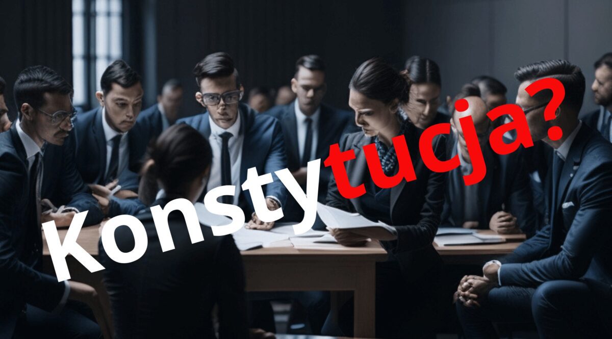 Ludzie w sądzie dyskutujący przepisy konstytucji