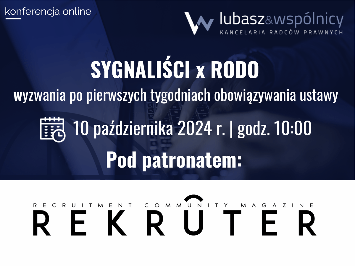 Ilustracja do notatki prasowej pt. Konferencja: „SYGNALIŚCI x RODO – wyzwania po pierwszych tygodniach obowiązywania ustawy”