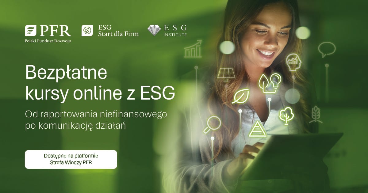 Ilustracja do notatki prasowej pt. "Od raportowania po komunikację ESG - nowe bezpłatne kursy"