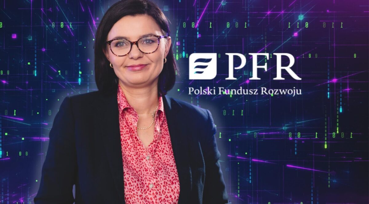 Ilustracja do artykułu: Innowacyjne polskie firmy - czy istnieją? Wywiad z Magdą Gajownik" Przedstawia zdjęcie Magdy Gajownik oraz logo PFR.